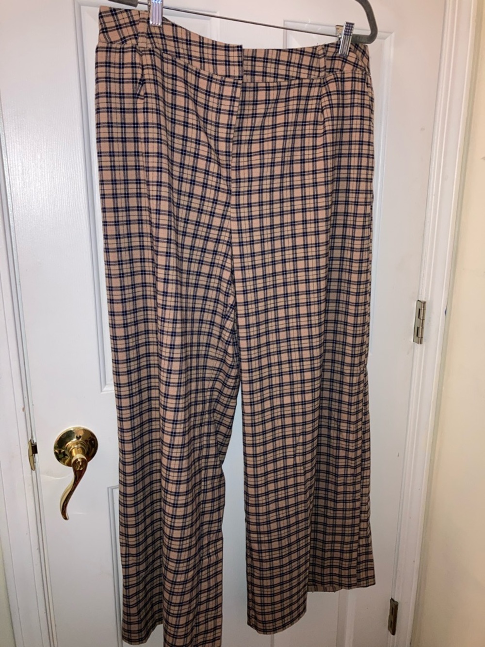 Cato Plaid Trousers in Tan and Navy